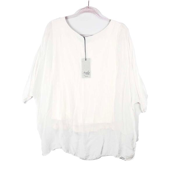 Angela Moda Italian Silk Blend Embroidered Top Size Medium NWT - Picture 8 of 8